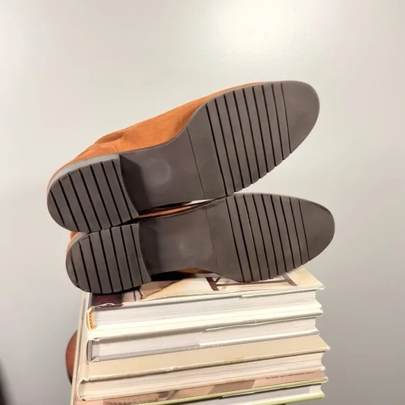 LL Bean Slouch Tan Cognac Nubuck Suede Size 10 Women’s Ankle Boots - Picture 8 of 10